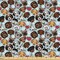 Ambesonne Dog Lover Fabric by the Yard, Canine Breeds Bulldog Chihuahua Siberians and Retriever Love Heart Paw Prints, Decorative Fabric for Upholstery and Home Accents, 2 Yards, Brown Blue
